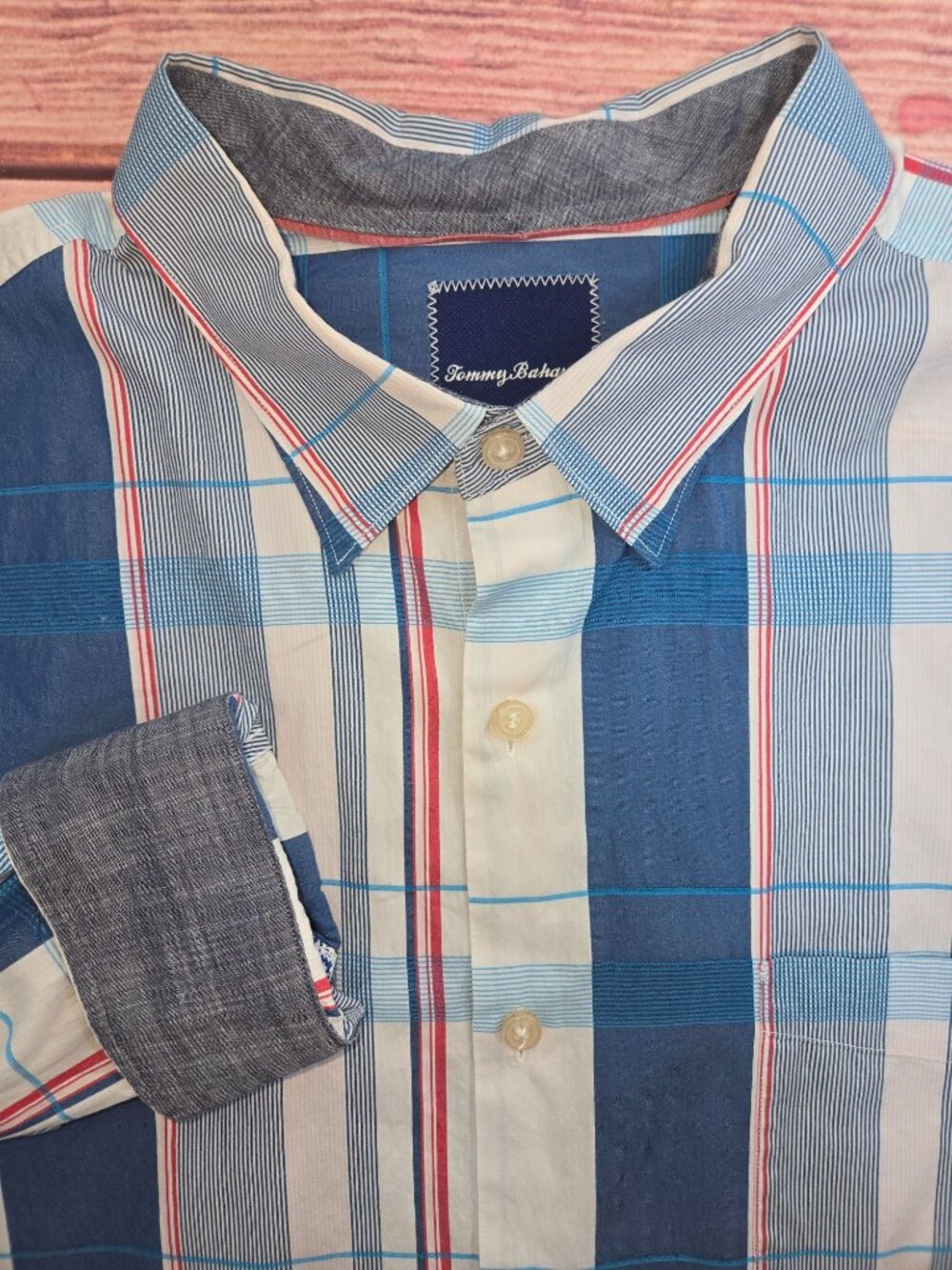 Tommy Bahama Men's Blue Plaid Long Sleeve Shirt 2XT